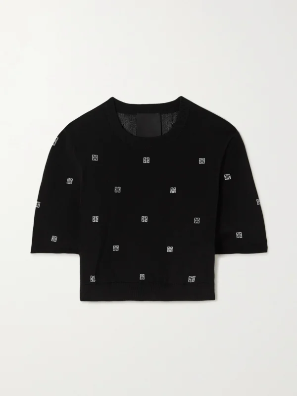 Givenchy Cropped Jacquard-knit Sweater