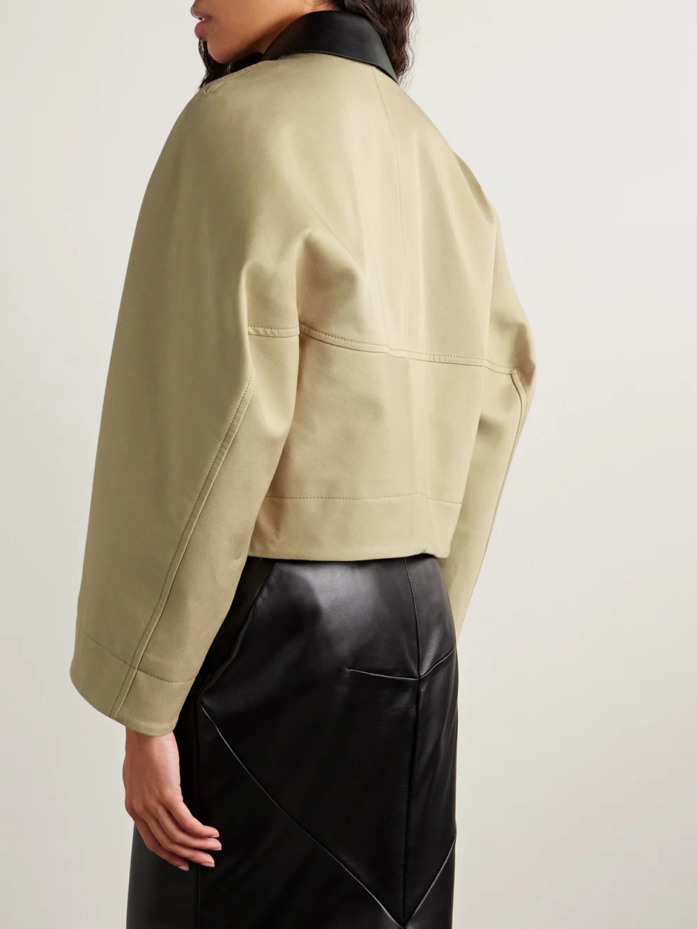 Back view of the Givenchy Cropped Leather-trimmed Cotton and Wool-blend Twill Jacket