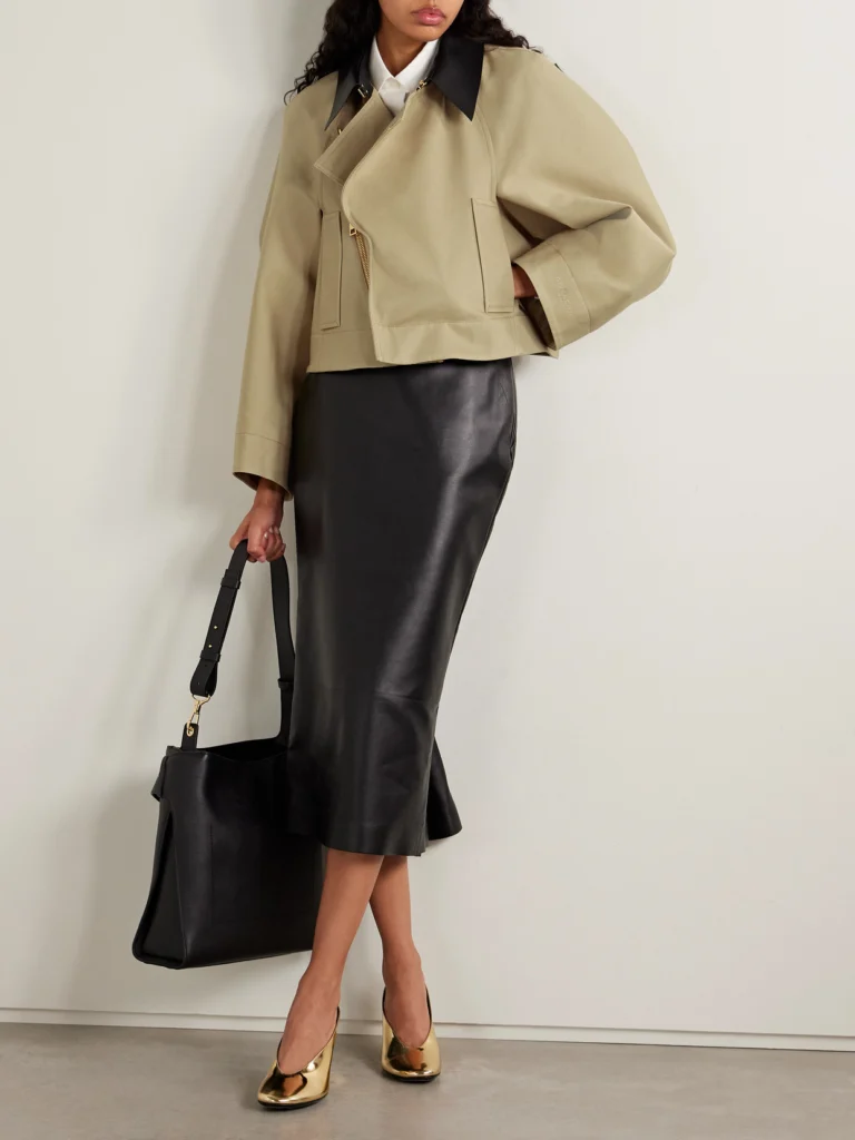 Givenchy Cropped Leather-trimmed Cotton and Wool-blend Twill Jacket