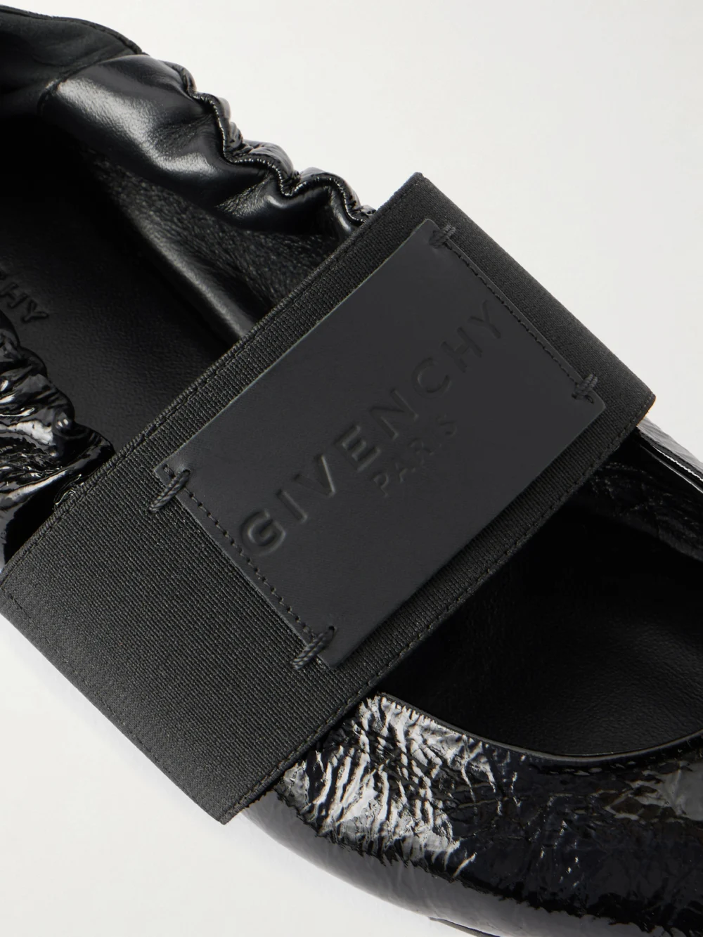 Close-up detail of the Givenchy Crush Leather Ballet Flats