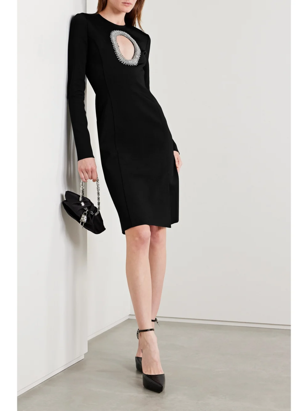 Givenchy Cutout Embellished Stretch-knit Dress, worn by a model