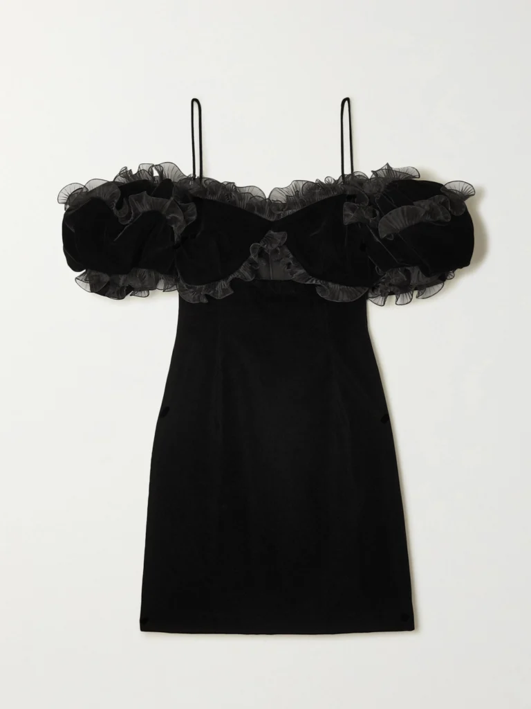 Givenchy Cutout Ruffled Plissé Organza-trimmed Velvet Mini Dress