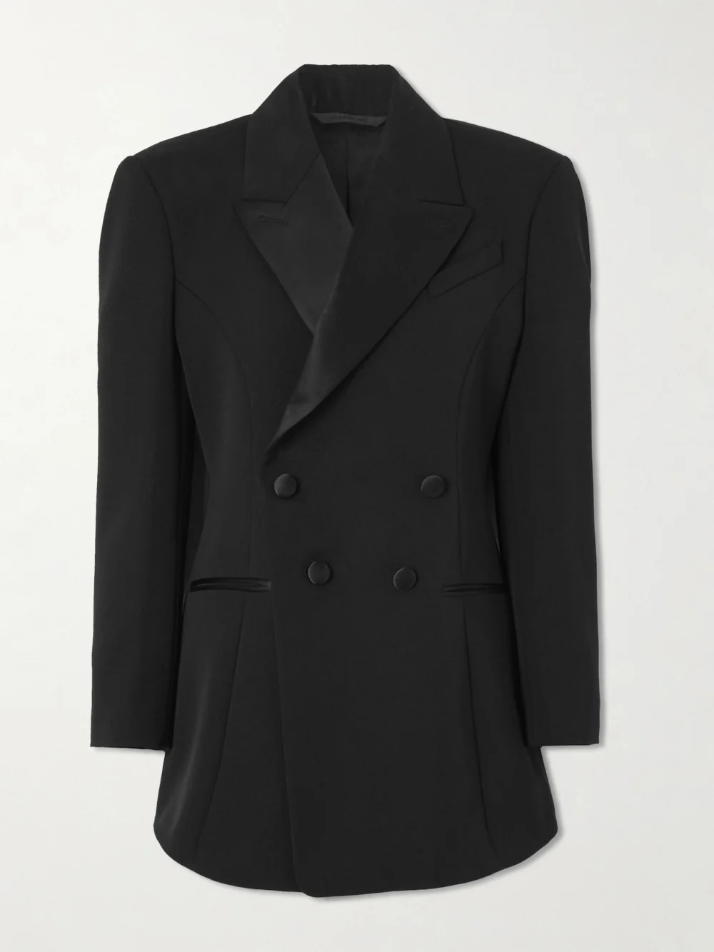 Givenchy Double-breasted Silk-blend Satin-trimmed Wool-twill Blazer in black