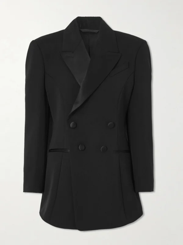 Givenchy Double-breasted Silk-blend Satin-trimmed Wool-twill Blazer