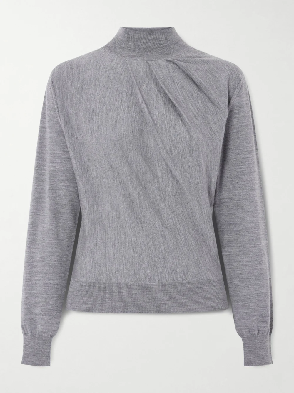Givenchy Draped Wool-blend Turtleneck Sweater in light gray