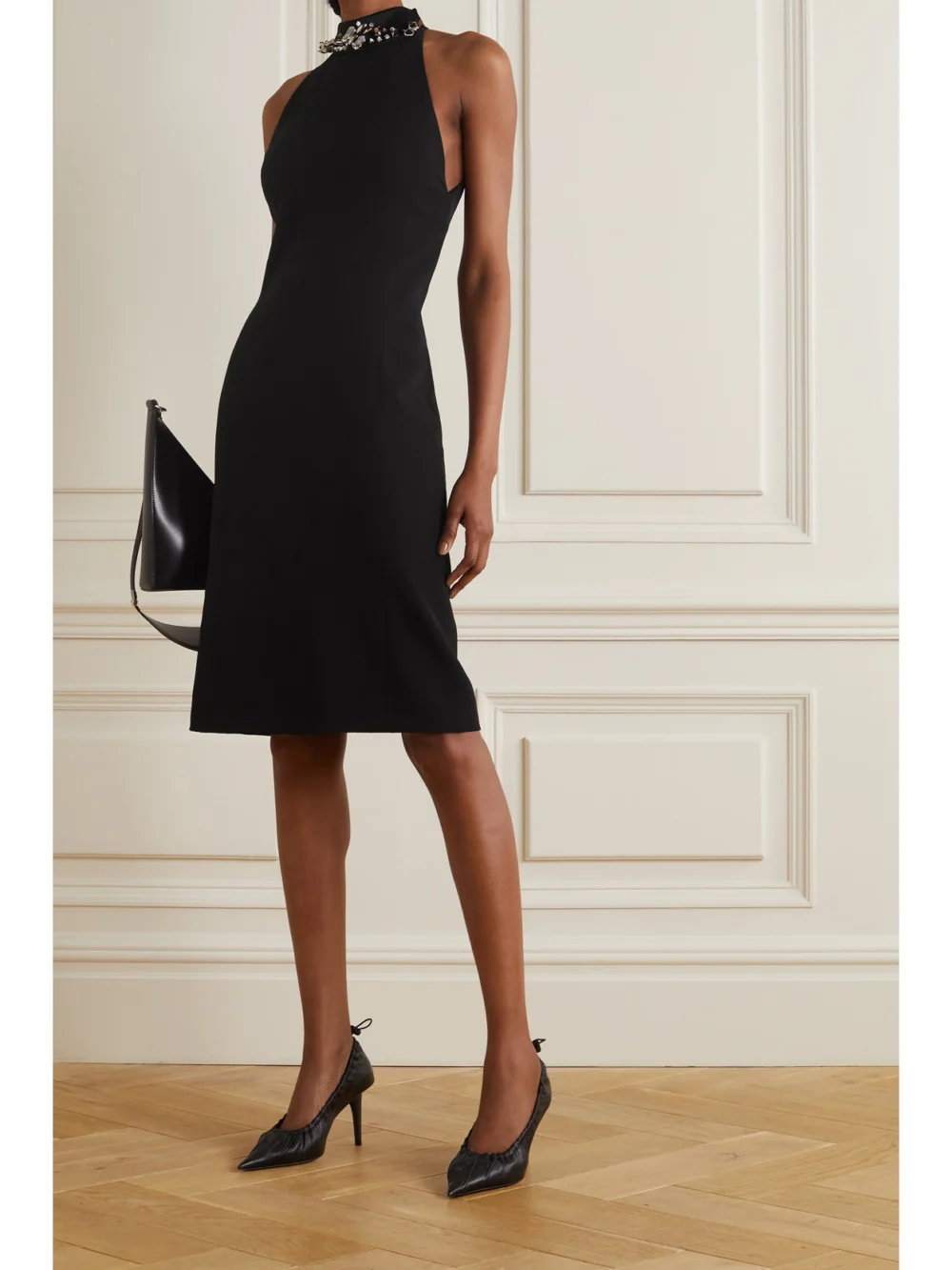 Givenchy Embellished Cutout Crepe Dress, worn by a model
