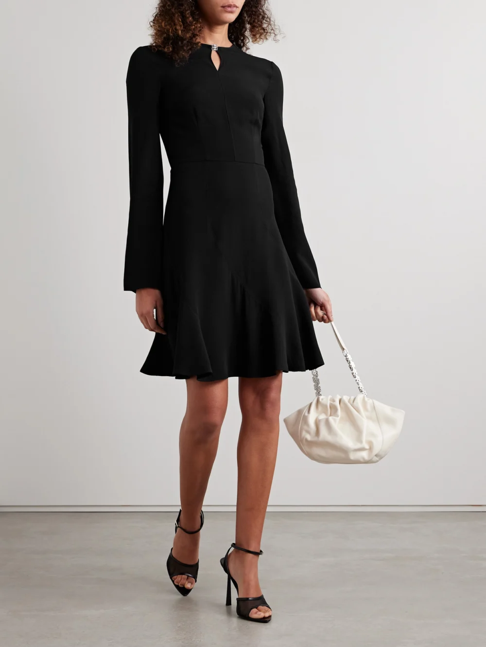 Givenchy Embellished Cutout Crepe Mini Dress, worn by a model