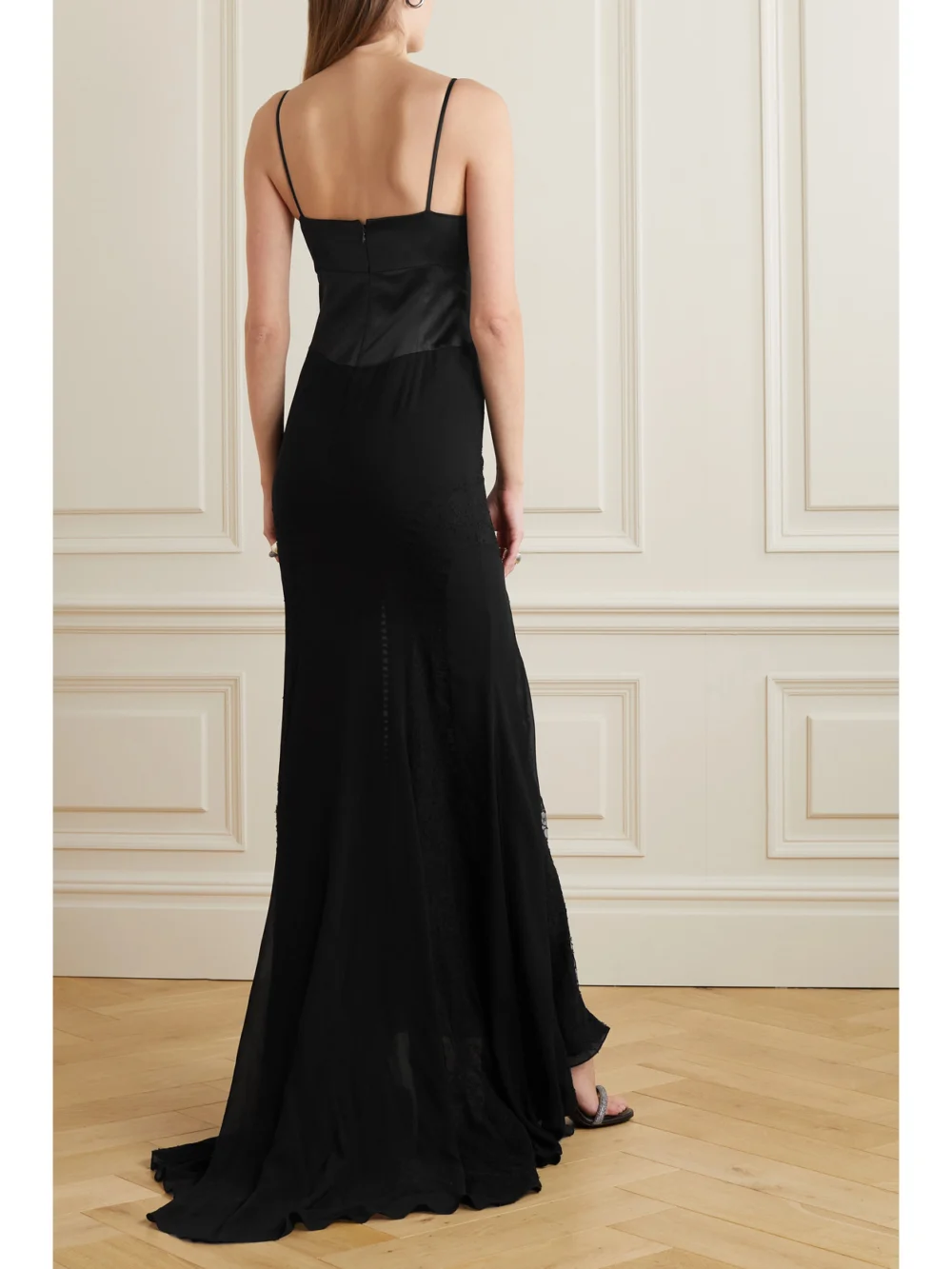 Back view of the Givenchy Embellished Silk-satin, Silk-chiffon and Silk-lace Gown