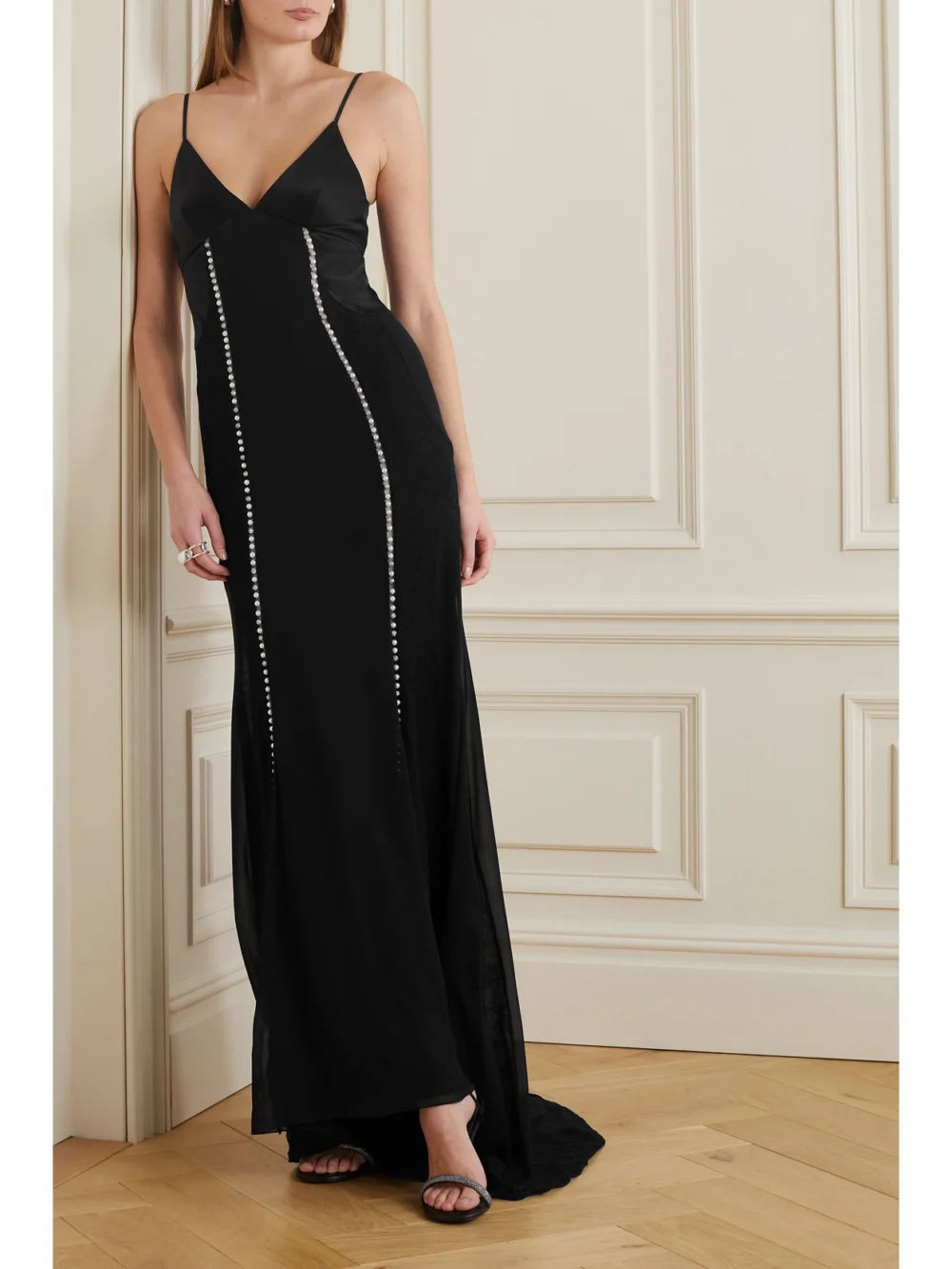 Givenchy Embellished Silk-satin, Silk-chiffon and Silk-lace Gown, worn by a model
