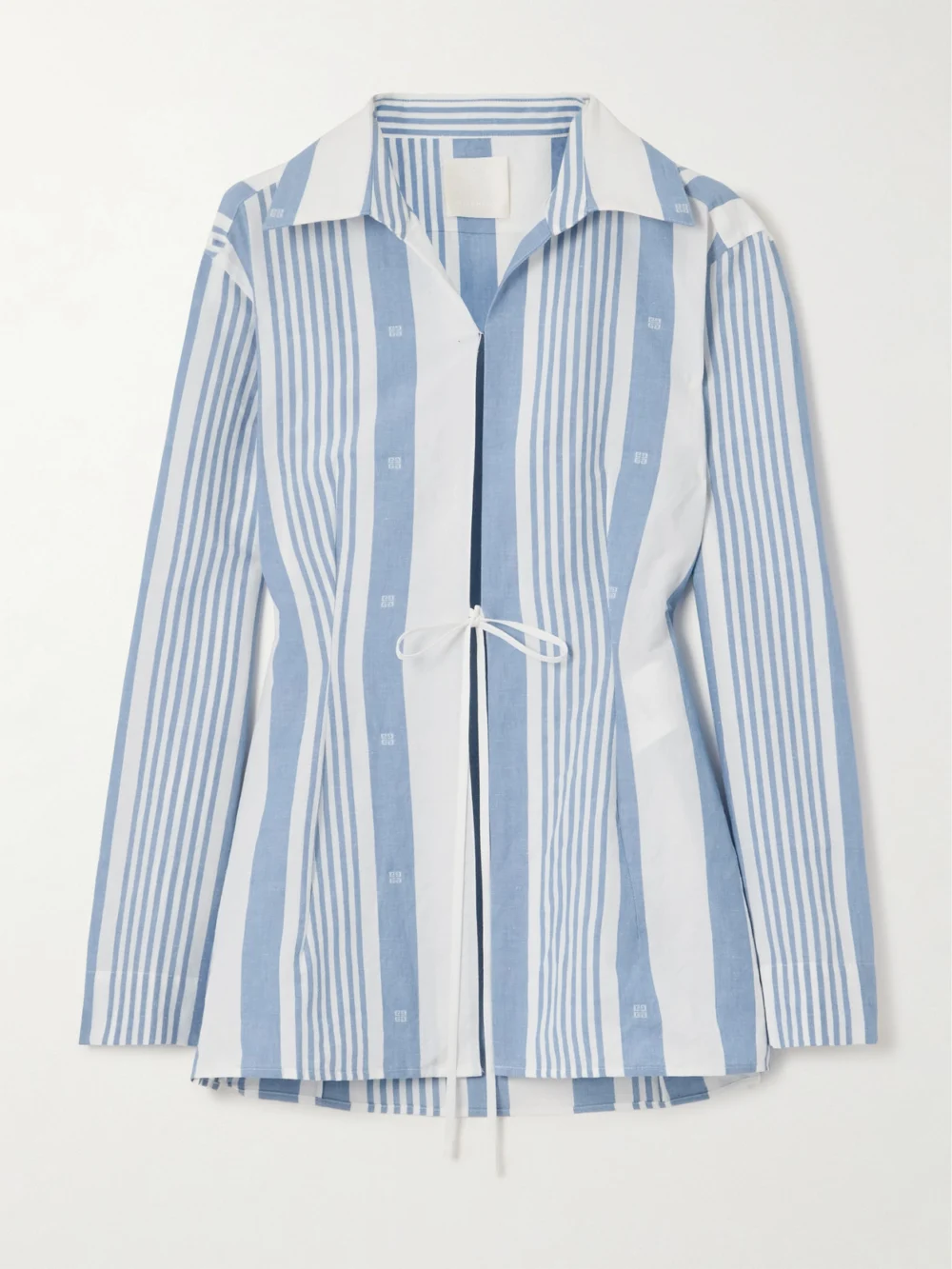 Givenchy Embroidered Striped Cotton and Linen-blend Shirt in blue