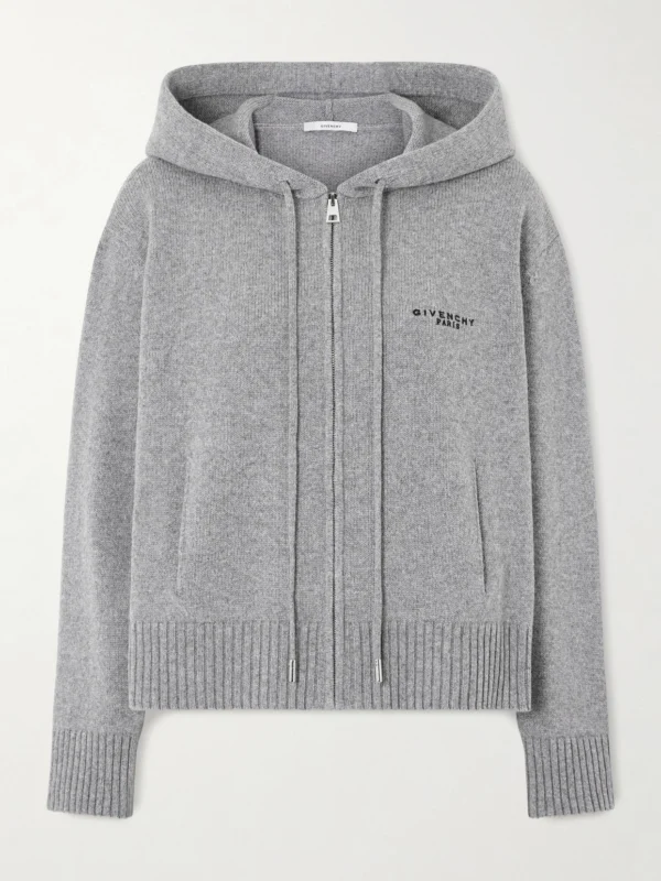 Givenchy Embroidered Wool and Cashmere-blend Zip-up Hooded Cardigan