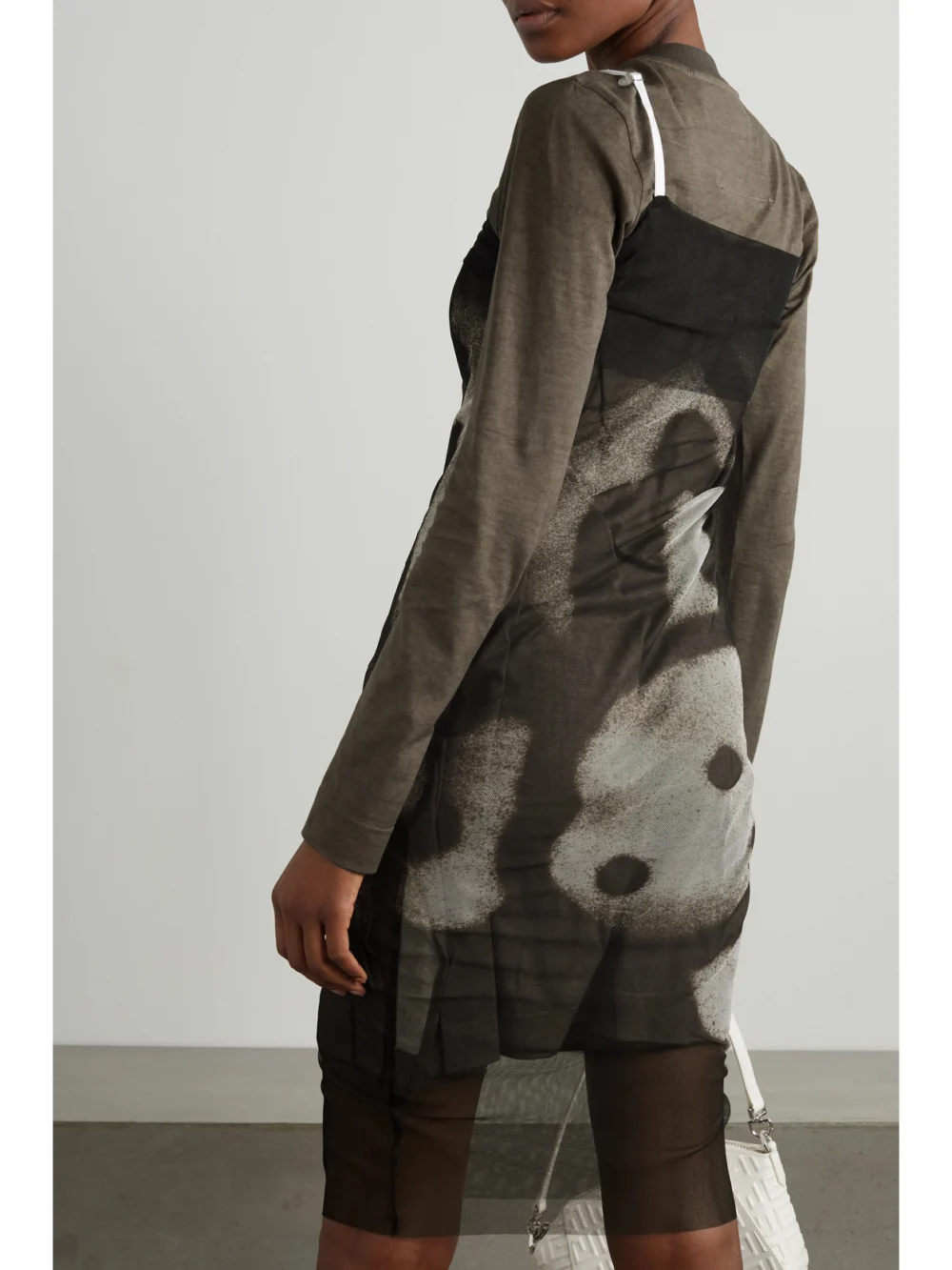 Back view of the Givenchy Layered Printed Tulle and Cotton-jersey Midi Dress