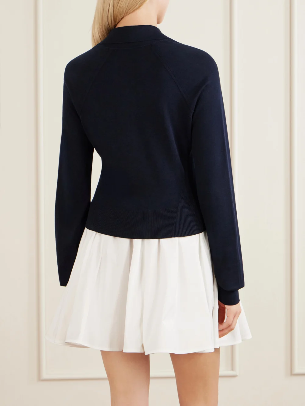 Back view of the Givenchy Logo-embroidered Cotton and Silk-blend Polo Sweater