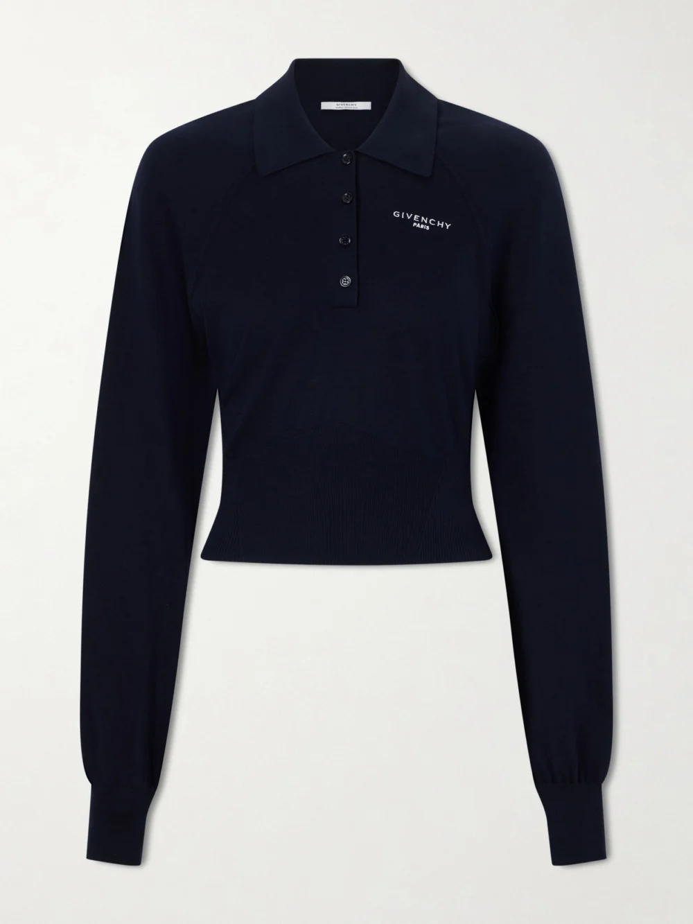 Givenchy Logo-embroidered Cotton and Silk-blend Polo Sweater in navy