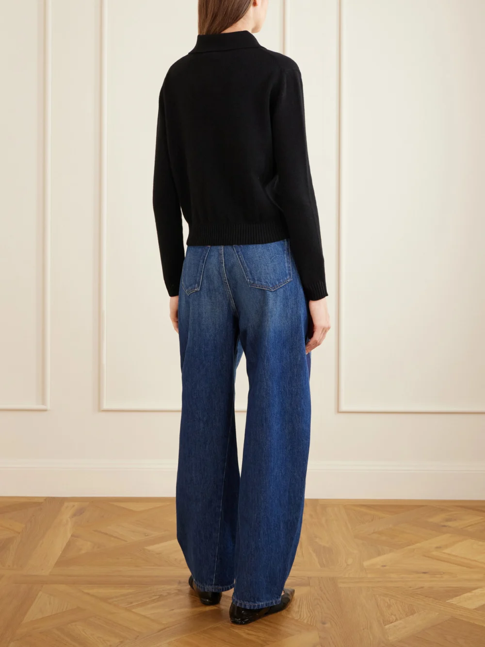 Back view of the Givenchy Logo-embroidered Wool and Cashmere-blend Polo Sweater