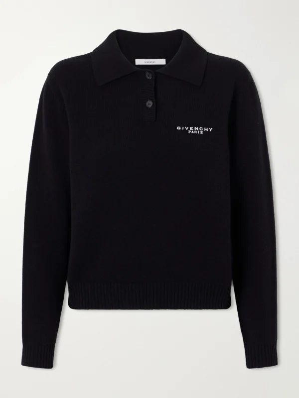 Givenchy Logo-embroidered Wool and Cashmere-blend Polo Sweater