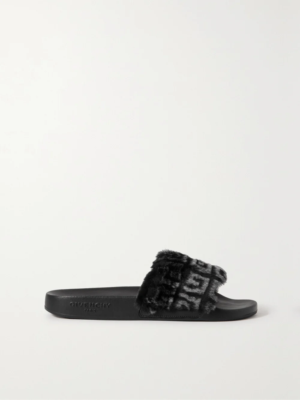 Givenchy Logo-print Shearling Slides in black