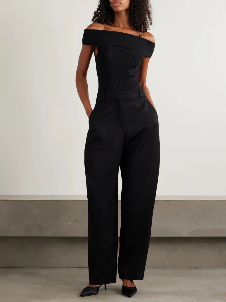 Givenchy Off-the-shoulder Paneled Ribbed-knit Top