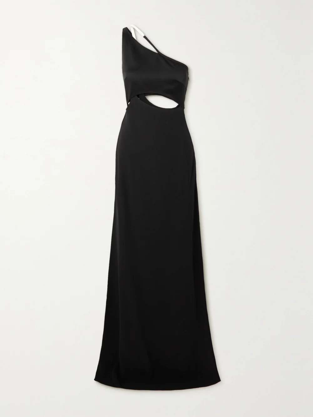 Givenchy One-shoulder Cutout Satin and Crepe Gown in black