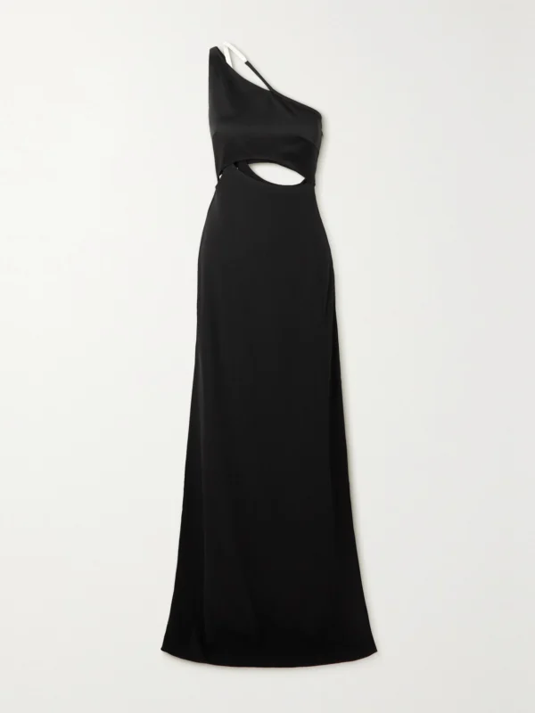 Givenchy One-shoulder Cutout Satin and Crepe Gown