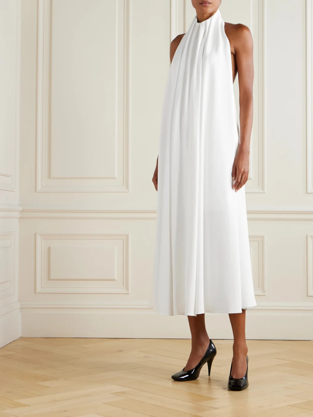 Givenchy Open-back Draped Cady Halterneck Maxi Dress, worn by a model