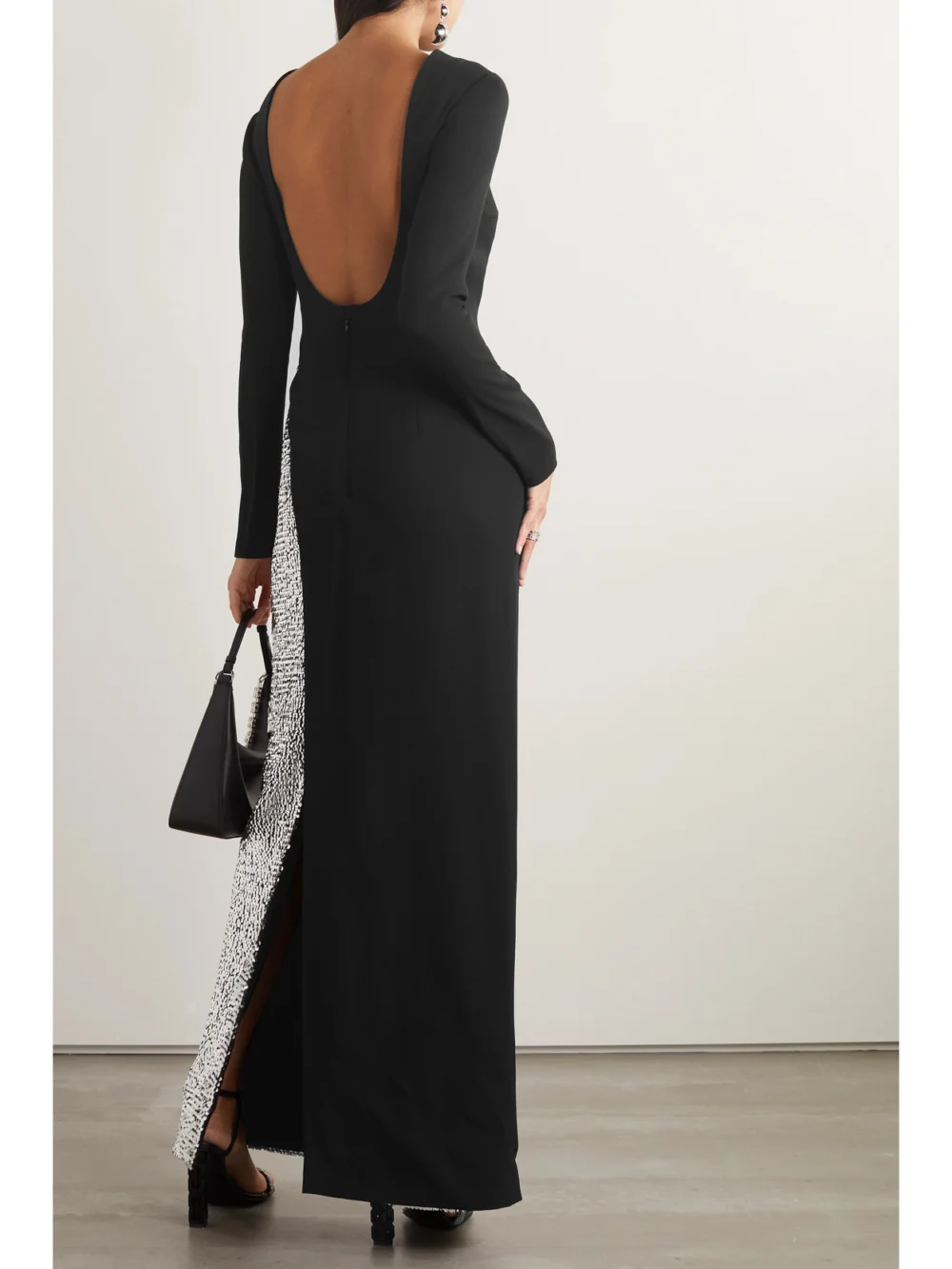 Back view of the Givenchy Open-back Sequin-embellished Crepe Gown