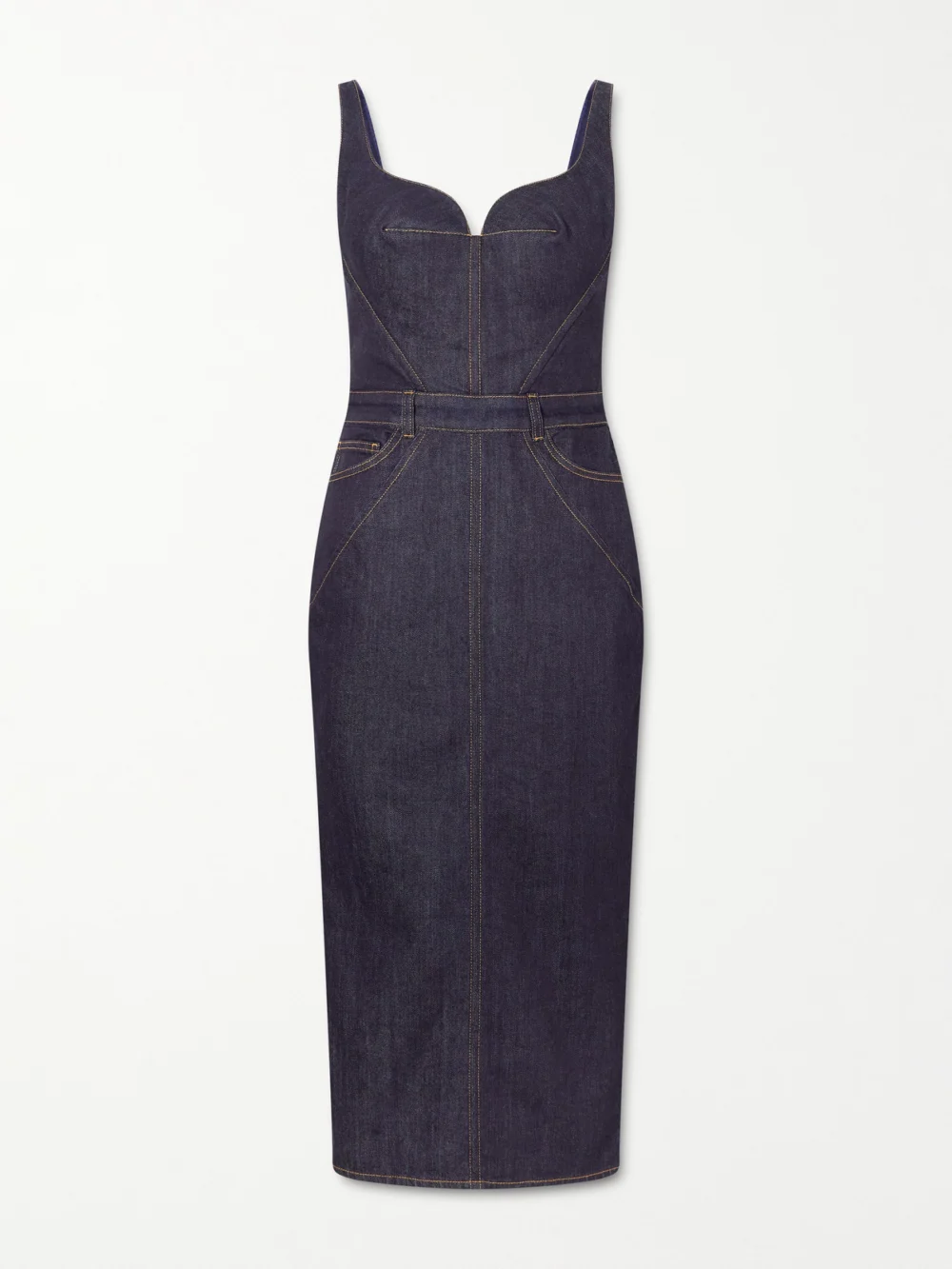 Givenchy Paneled Denim Midi Dress in dark denim