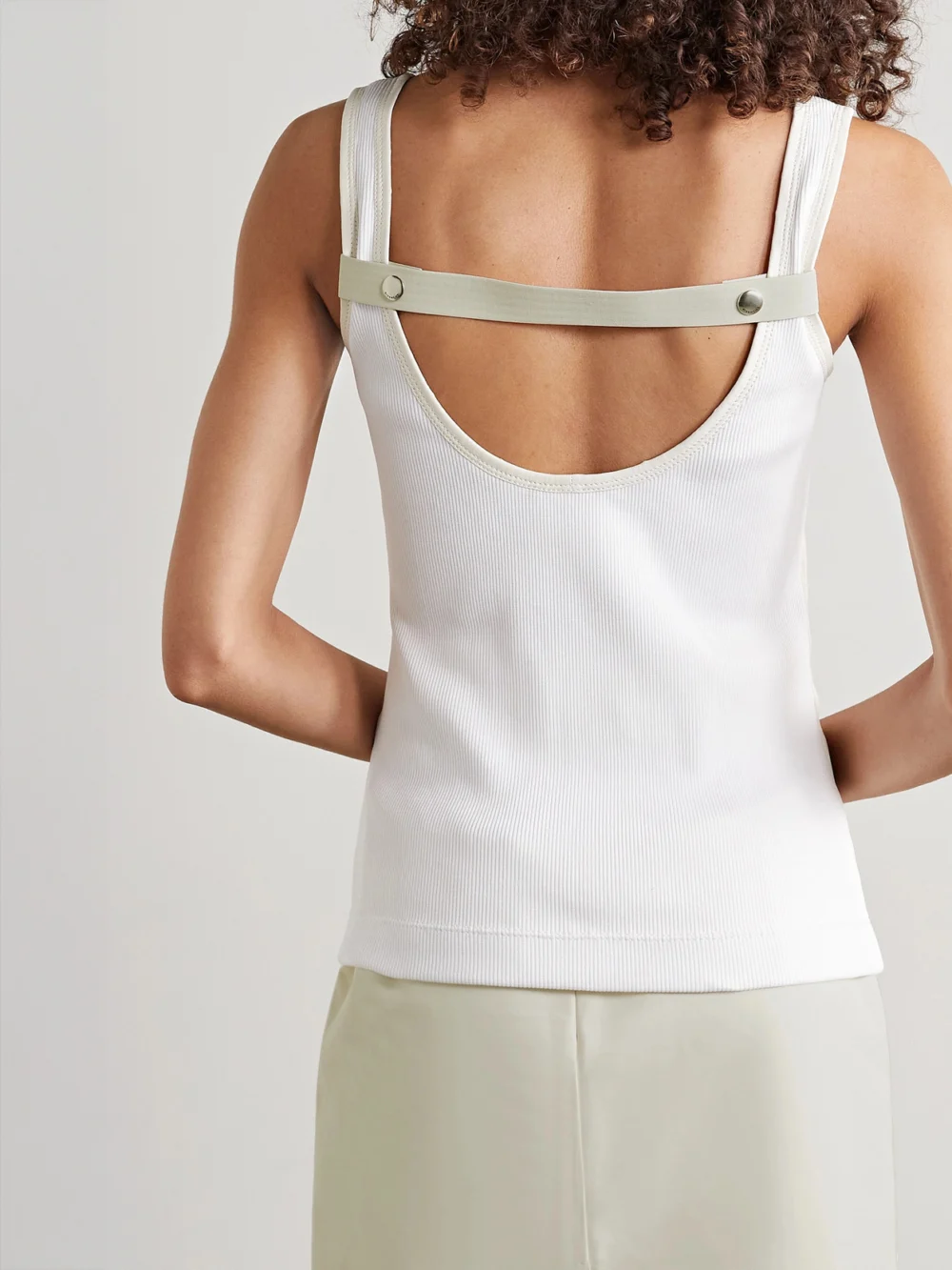 Back view of the Givenchy Paneled Ribbed Leather and Stretch-cotton Jersey Tank
