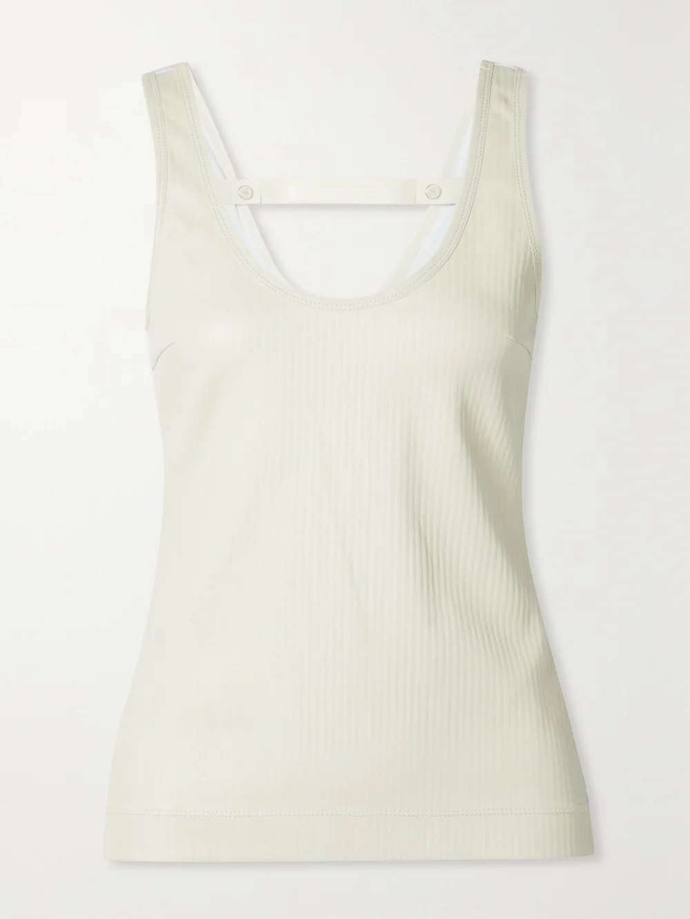 Givenchy Paneled Ribbed Leather and Stretch-cotton Jersey Tank in off-white