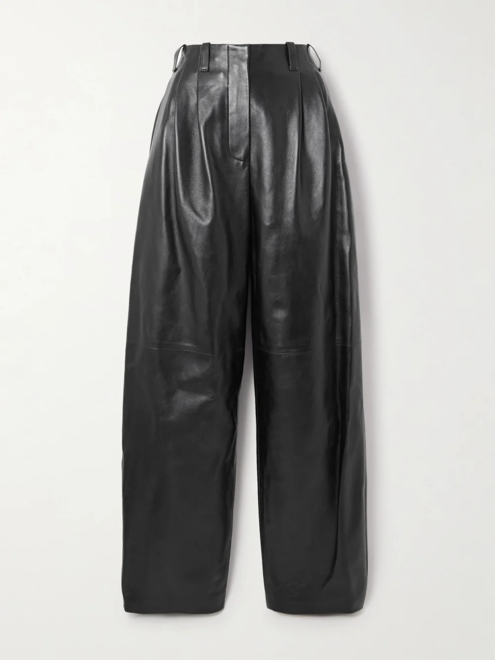 Givenchy Pleated Leather Barrel-leg Pants in black