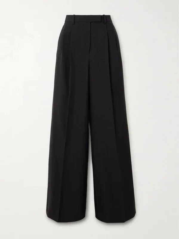 Givenchy Pleated Metallic Striped Wool-blend Wide-leg Pants