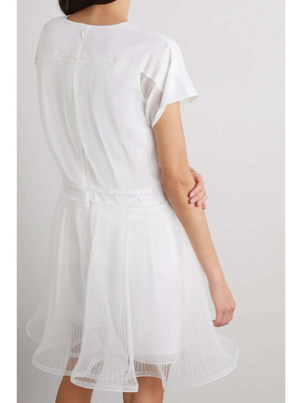 Back view of the Givenchy Pleated Tulle-paneled Silk-chiffon Mini Dress