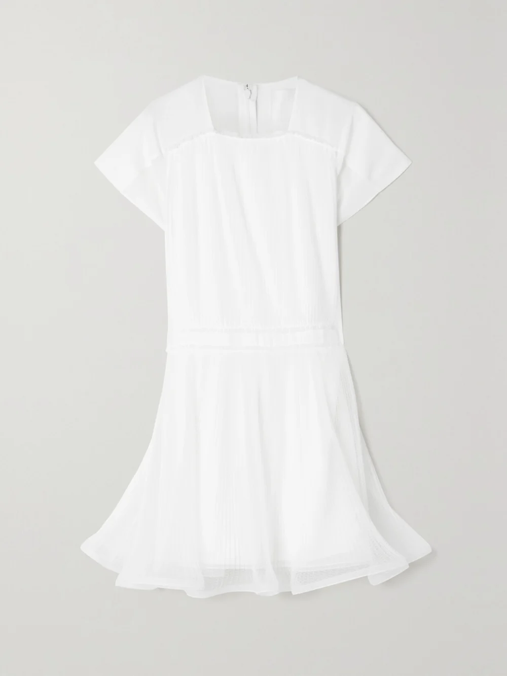 Givenchy Pleated Tulle-paneled Silk-chiffon Mini Dress in white
