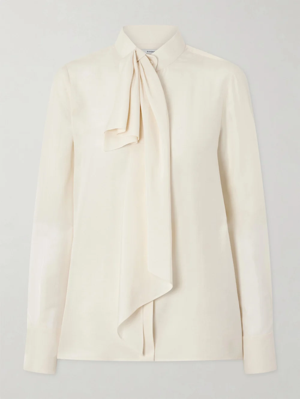 Givenchy Pussy-bow Draped Silk Blouse in off-white