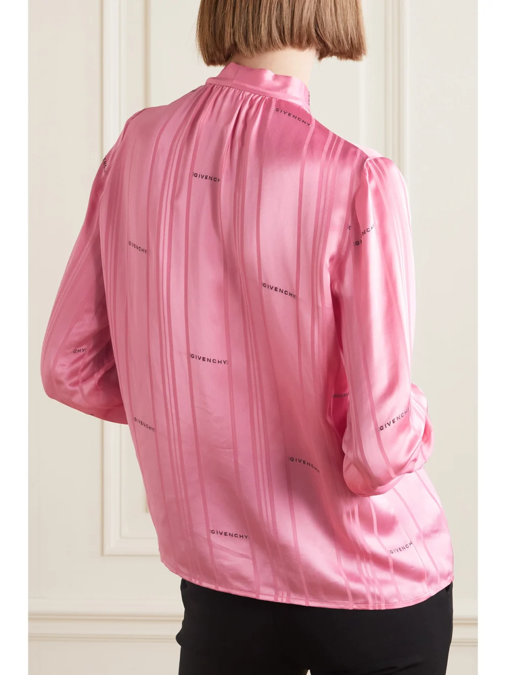 Back view of the Givenchy Pussy-bow Satin-jacquard Blouse