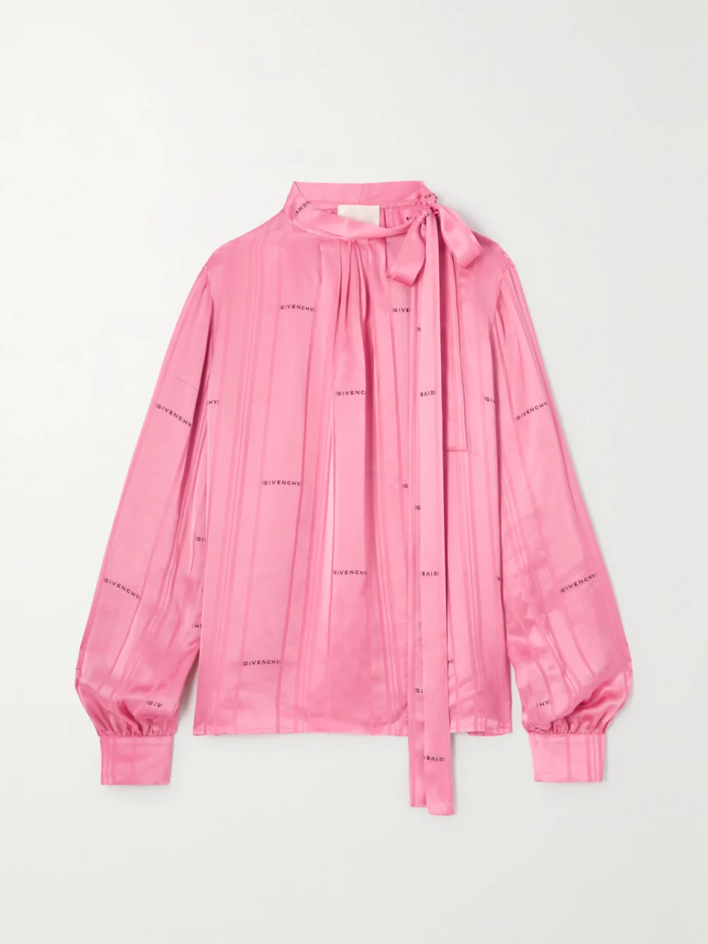 Givenchy Pussy-bow Satin-jacquard Blouse in pink