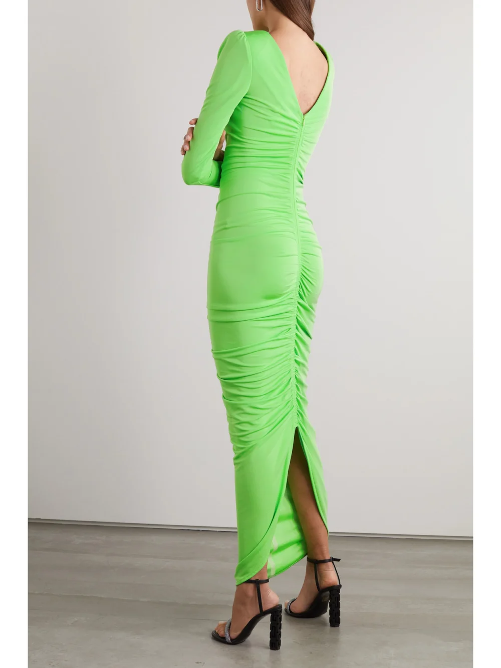 Back view of the Givenchy Ruched Crepe De Chine Maxi Dress