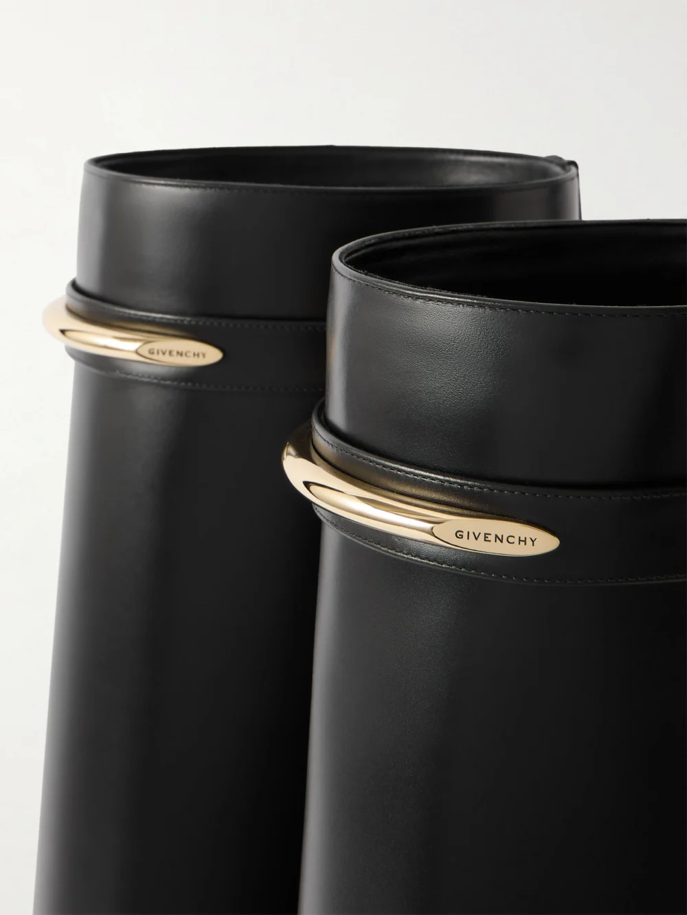 Close-up detail of the Givenchy Shark Leather Knee Boots