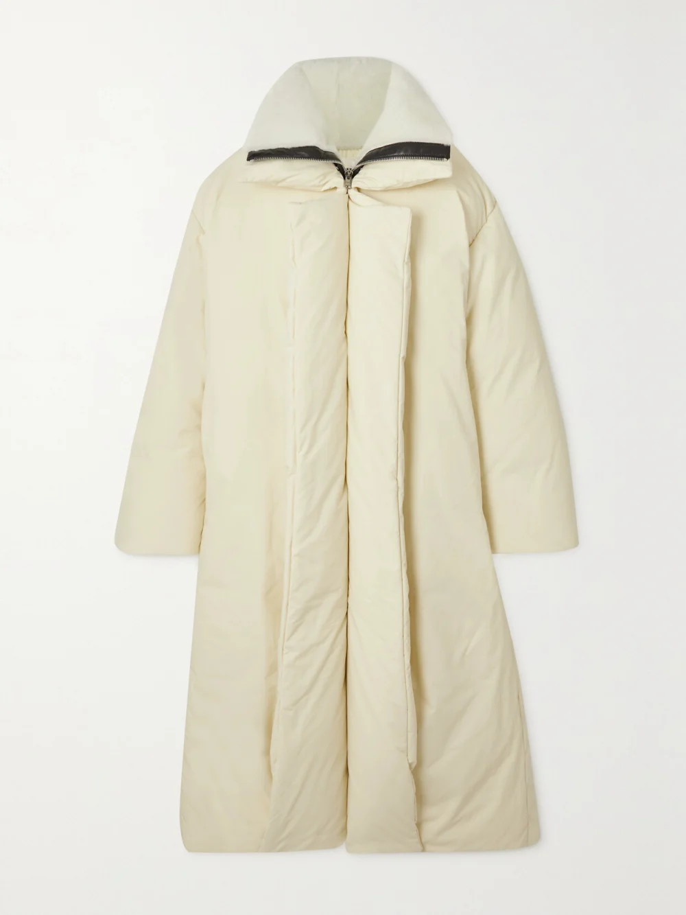 Givenchy Shearling and Leather-trimmed Quilted Cotton Down Coat in ivory