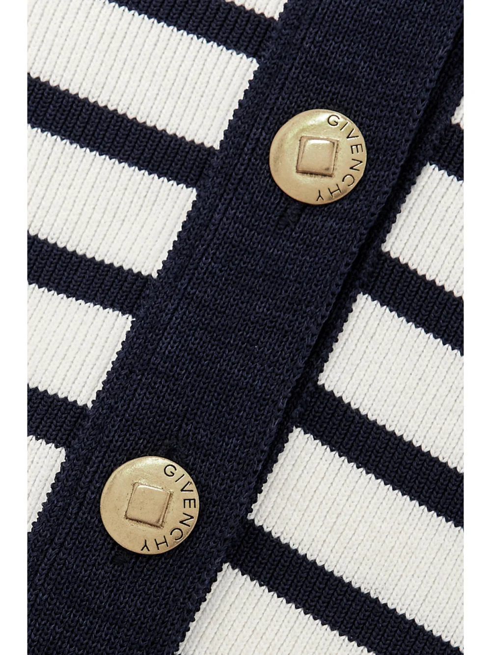 Close-up detail of the Givenchy Striped Cotton Cardigan
