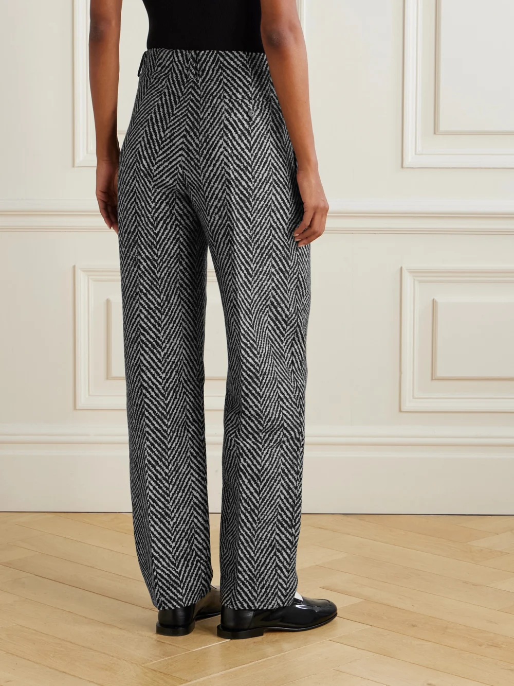 Back view of the Givenchy Striped Wool-blend Tapered Pants