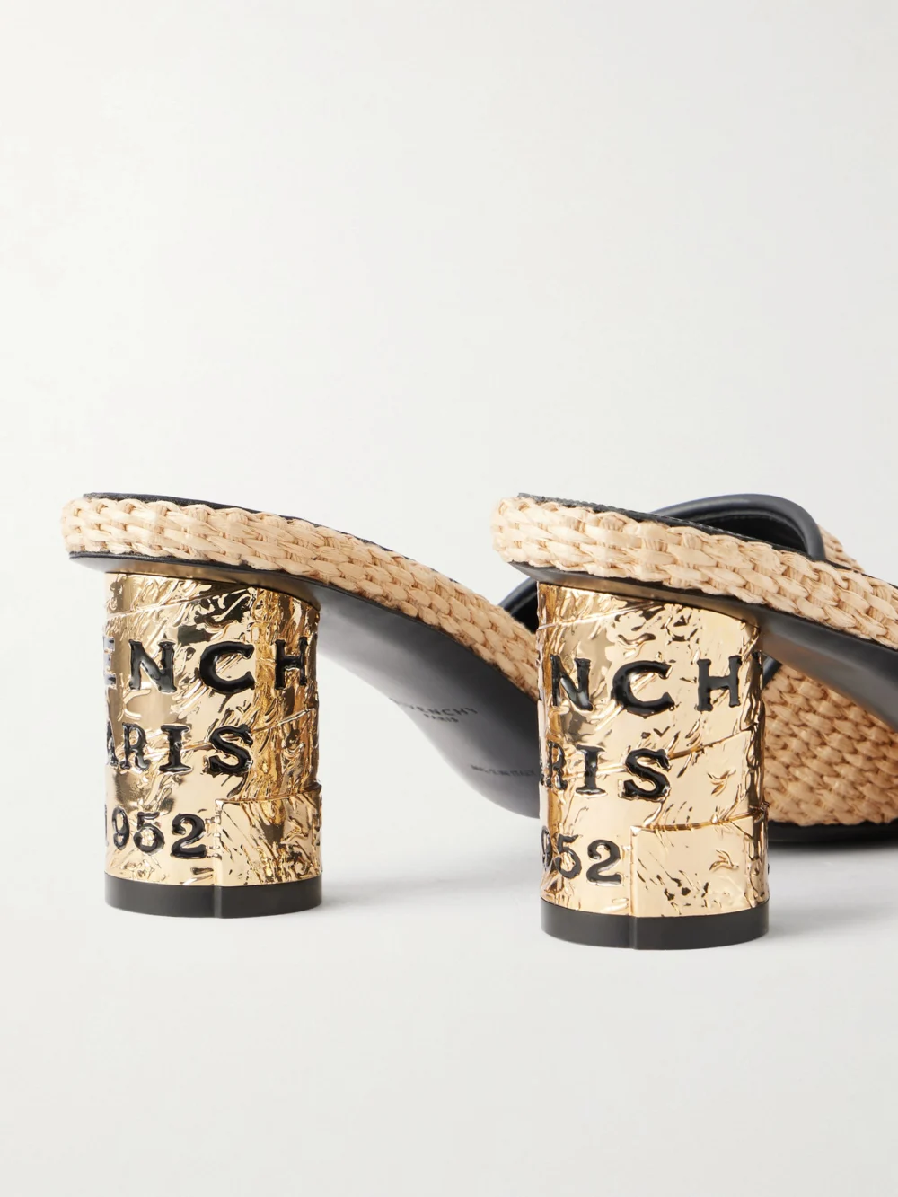 Close-up detail of the Givenchy Tape Raffia Mules