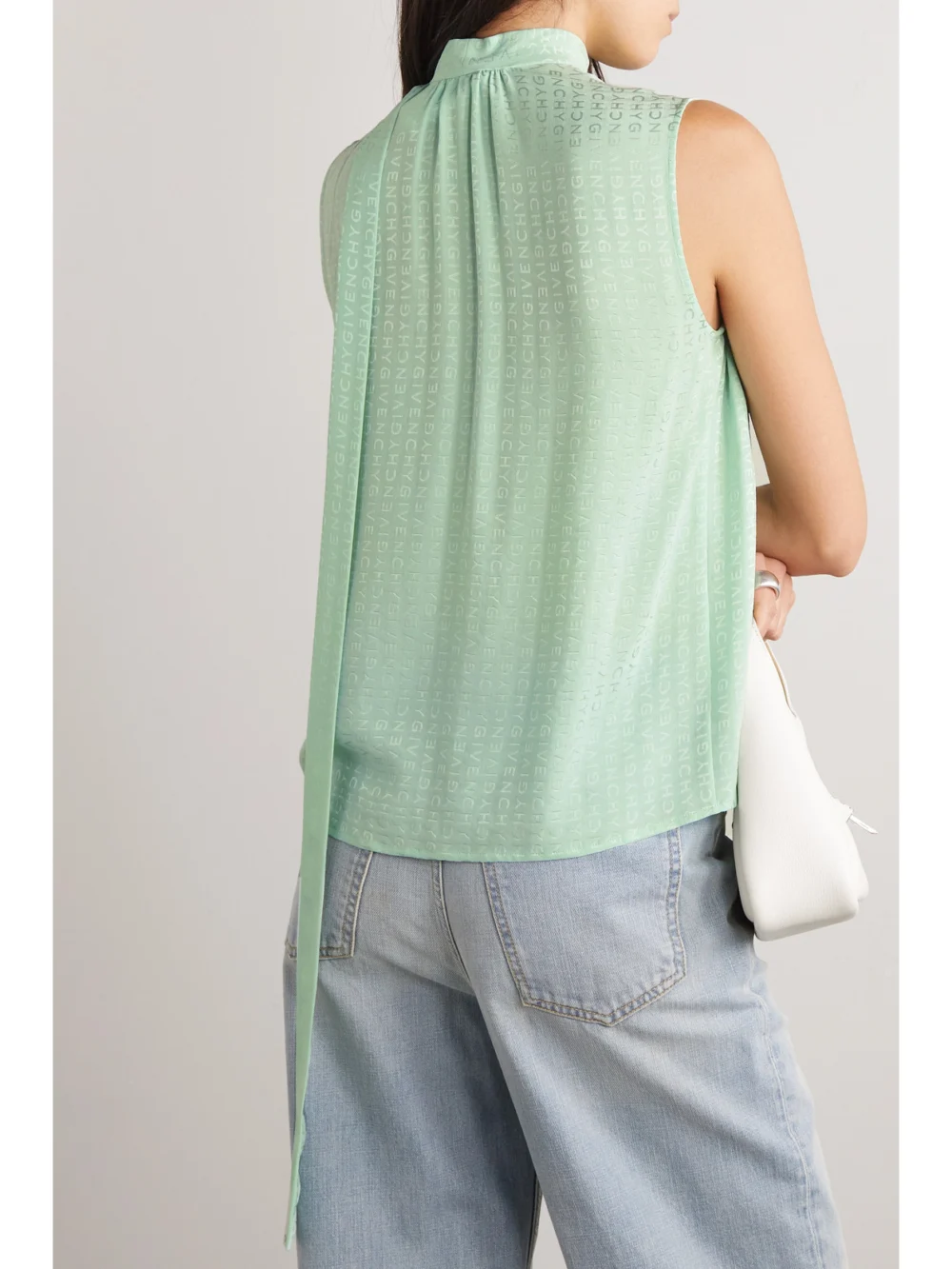 Back view of the Givenchy Tie-detailed Silk-jacquard Blouse