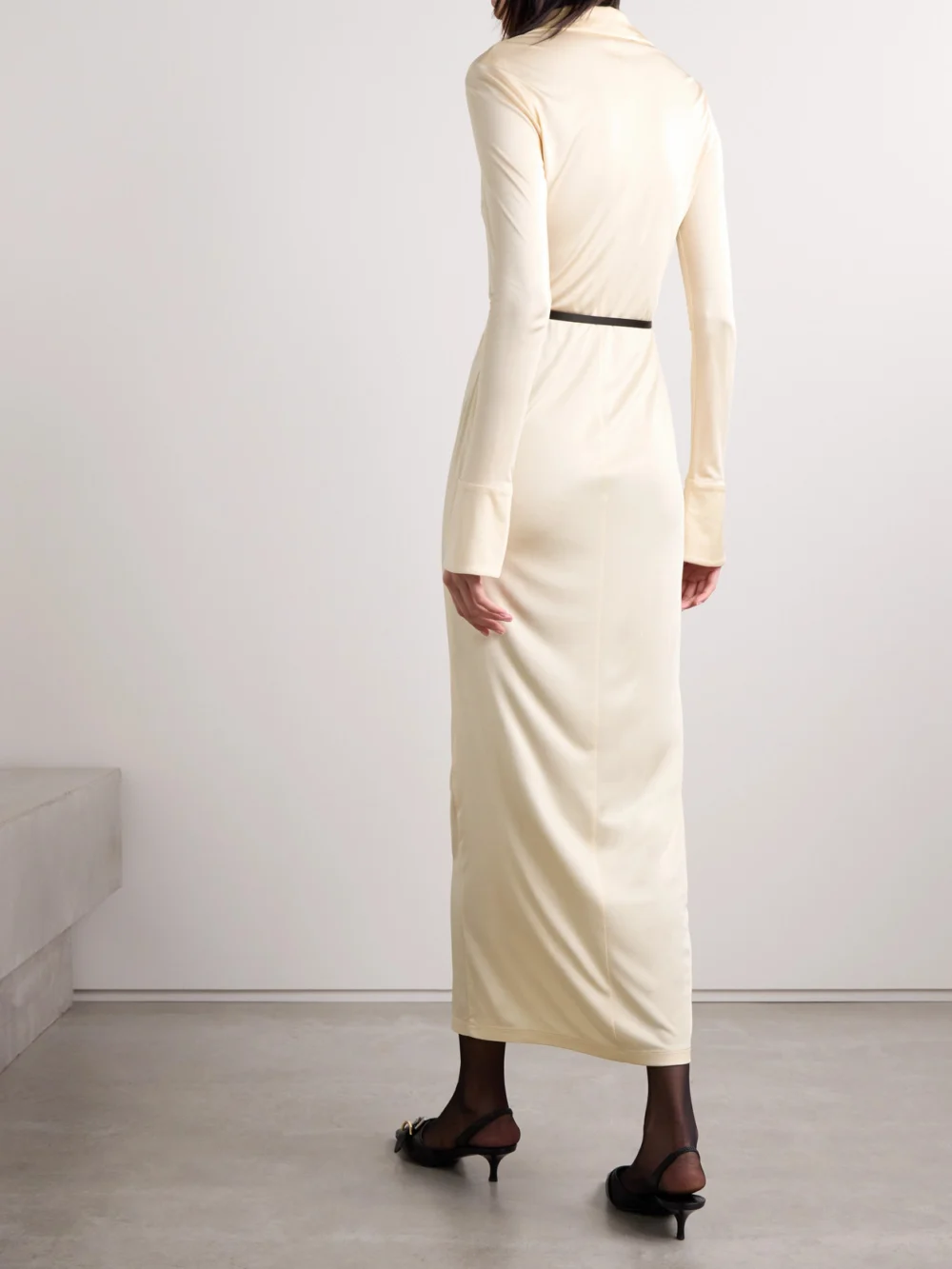 Back view of the Givenchy Voyou Belted Satin-jersey Midi Dress