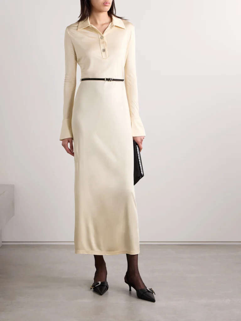 Givenchy Voyou Belted Satin-jersey Midi Dress