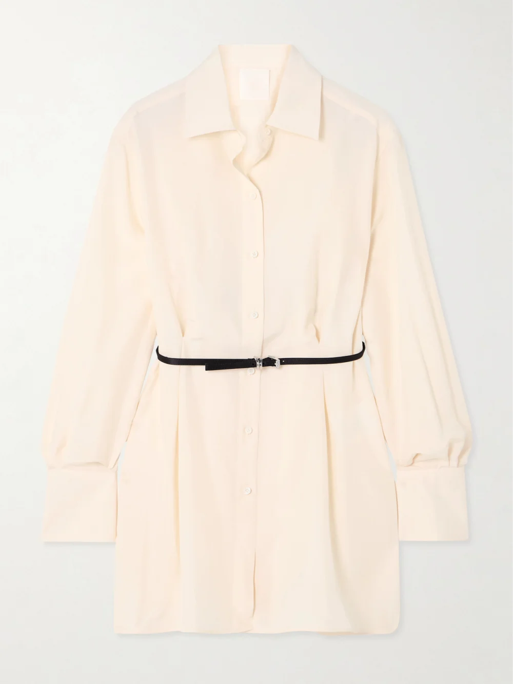 Givenchy Voyou Belted Satin-trimmed Silk Shirt in white