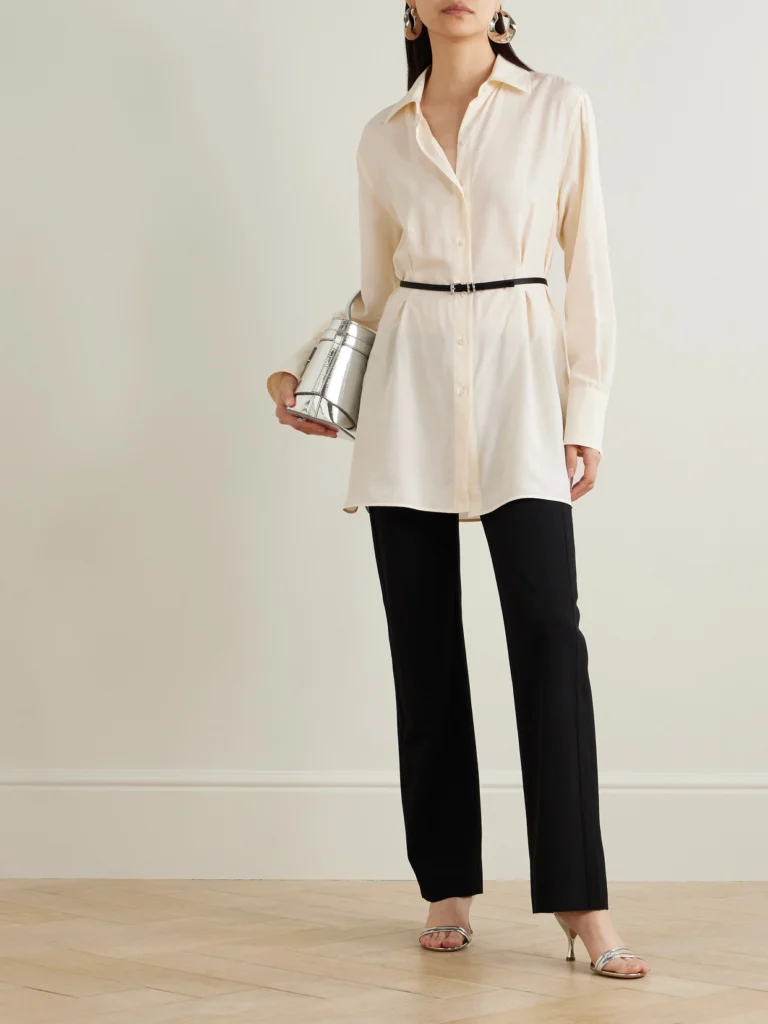 Givenchy Voyou Belted Satin-trimmed Silk Shirt