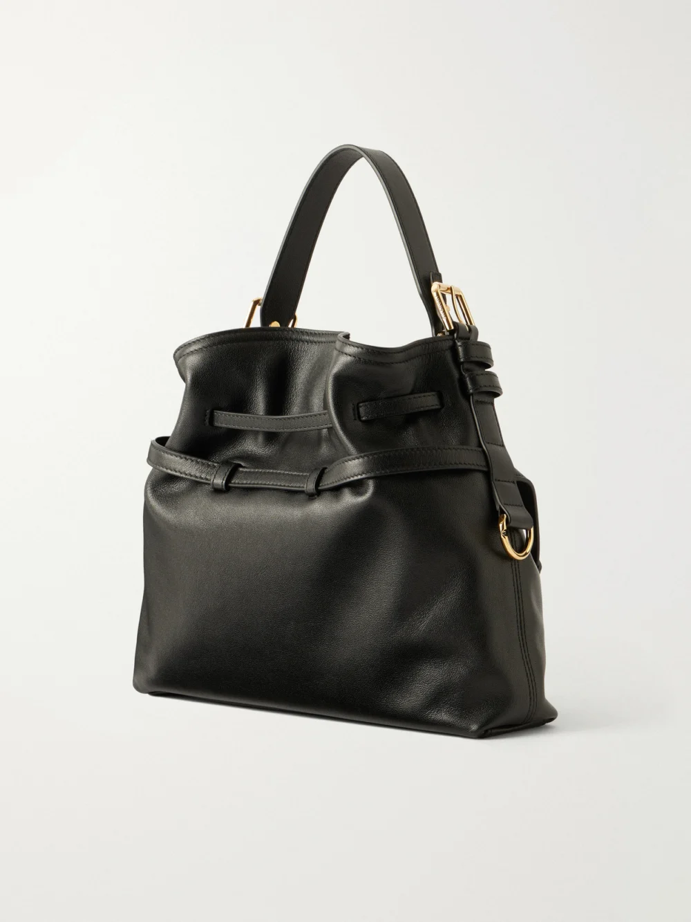Back view of the Givenchy Voyou Small Embellished Leather Bucket Bag