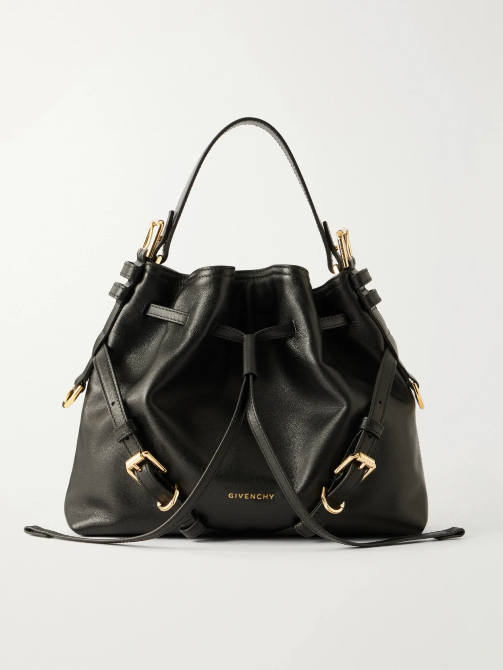 Givenchy Voyou Small Embellished Leather Bucket Bag in black