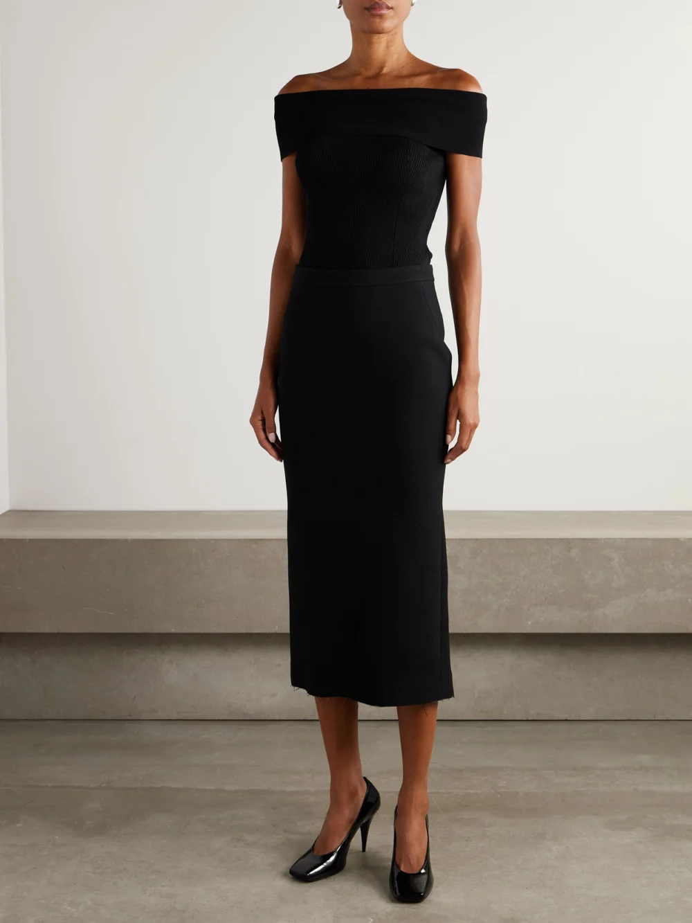 Givenchy Wool-blend Crepe Midi Skirt, worn by a model